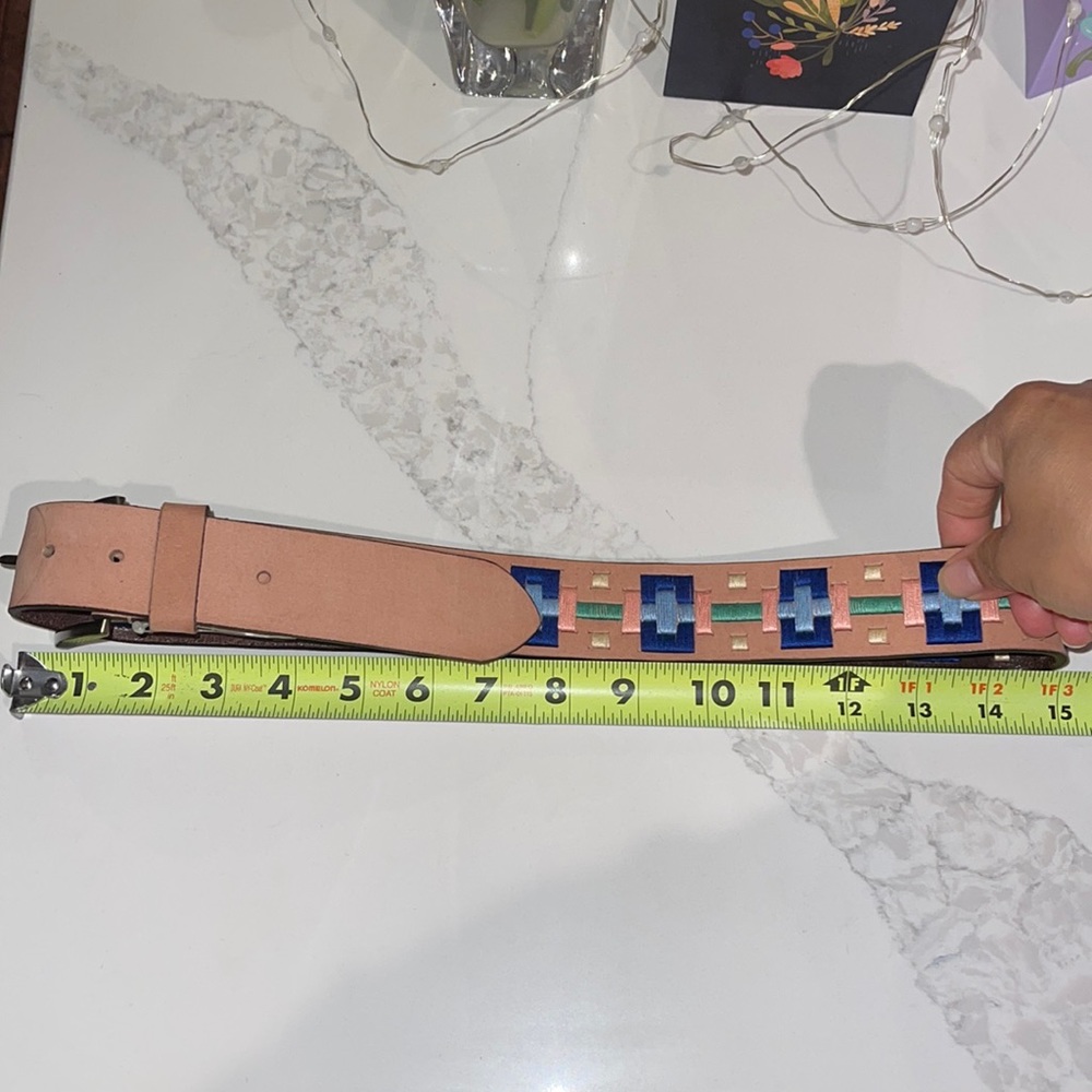 NWOT Free People High Summer
Embroidered Neutral Tan Bohemian
Leather Belt - Picture 9 of 9